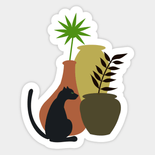 Boho Pots and Black Cat Sticker